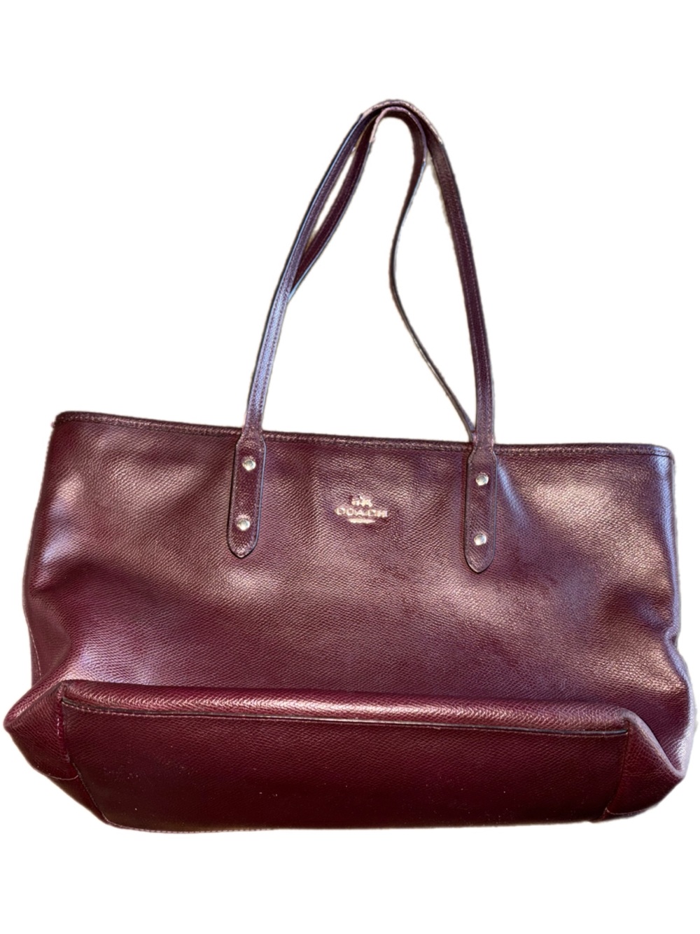 Coach Pebble Leather Tote Bag in Burgundy